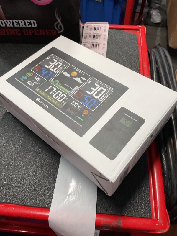 Photo 1 of Wireless Weather Station with Sensor WWVB Radio Alarm Clock Indoor Outdoor Digital Room Thermometer Hygrometer Barometer Weather Forecast Temperature Warning Snooze Moon Phase