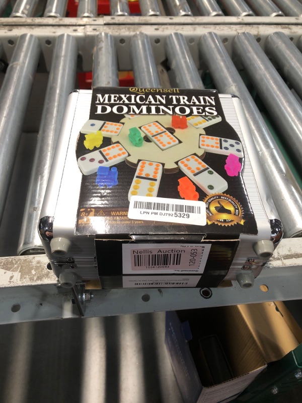 Photo 1 of *** FACTORY SEAL***Queensell Mexican Train Dominoes Set with Wooden Hub, Domino Tile Board Games - Double 12 Dominos Set for Family Game Night for Adults and Kids Ages 8 and up (Double 12)