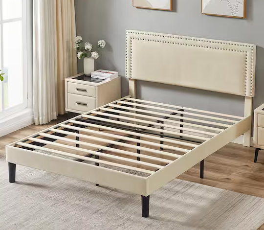 Photo 1 of *** FACTORY SEAL***Upholstered Bed with Adjustable Headboard, No Box Spring Needed Platform Bed Frame, Bed Frame Green Queen Bed