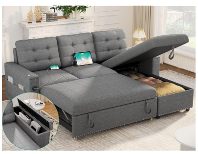 Photo 1 of *** FACTORY SEAL***YITAHOME Pull Out Couch, L Shaped Sleeper Sofa Bed Couch Convertible with USB and Type C Charging Ports, Storage for Living Room Office Home, Dark Grey