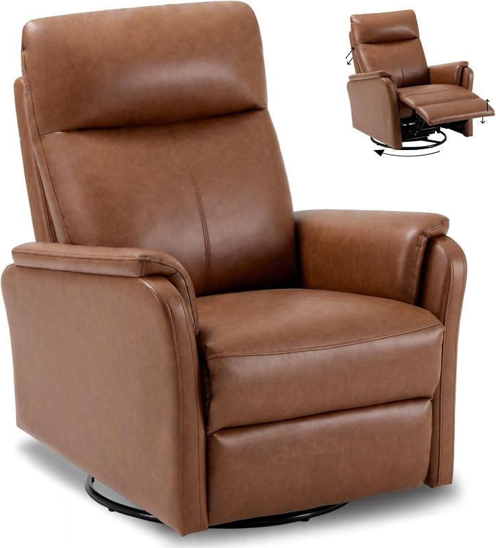 Photo 1 of *** FACTORY SEAL***COLAMY Recliner Chair, Living Room Sofa Home Theater Seat PU Leather Couch with Footrest Cushion, Swivel Rocker Modern Bedroom Glider Chairs, Cocoa