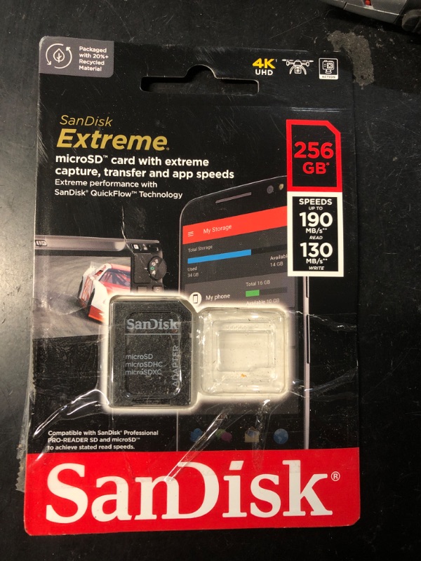 Photo 2 of ***MISSING MICRO SD CARD***SanDisk 256GB Extreme microSDXC UHS-I Memory Card with Adapter - Up to 190MB/s, C10, U3, V30, 4K, 5K, A2, Micro SD Card - SDSQXAV-256G-GN6MA