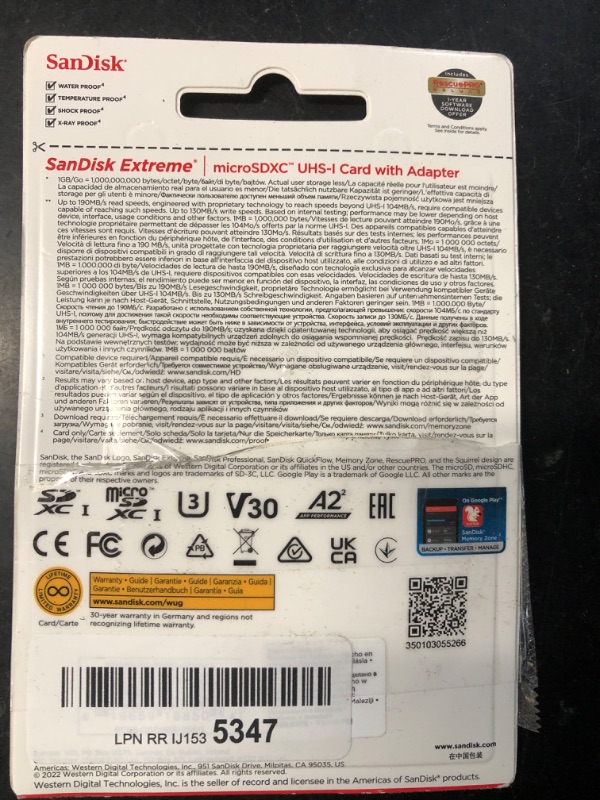 Photo 3 of ***MISSING MICRO SD CARD***SanDisk 256GB Extreme microSDXC UHS-I Memory Card with Adapter - Up to 190MB/s, C10, U3, V30, 4K, 5K, A2, Micro SD Card - SDSQXAV-256G-GN6MA