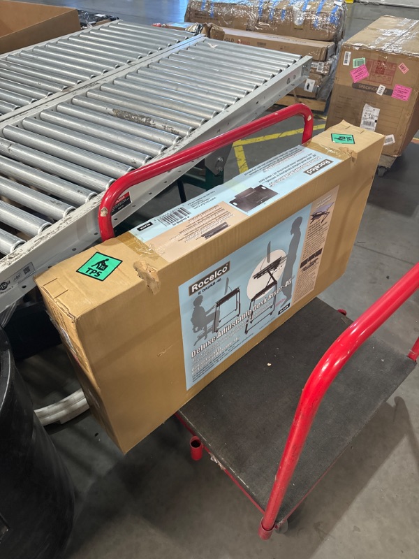 Photo 1 of **NON-REFUNDABLE** (PARTS) **TRUCK/TRAILER PICK UP ONLY**  Rocelco 46" Large Height Adjustable Standing Desk Converter - Quick Sit Stand Up Triple Monitor Riser - Tall Gas Spring Assist Computer Workstation - Retractable Keyboard Tray - Black (R DADRB-46)