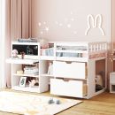 Photo 1 of ***2 box set*** Twin Low Loft Bed w/ Rolling Desk, Shelf & Drawers - White
