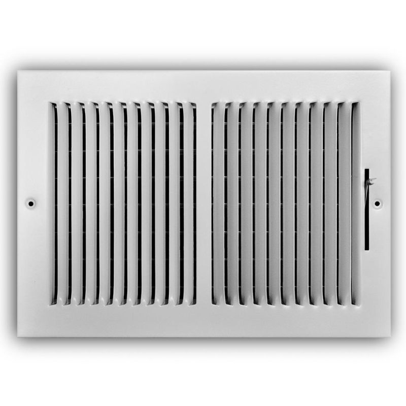 Photo 1 of 12 in. X 8 in. 2-Way Steel Wall/Ceiling Register in White
