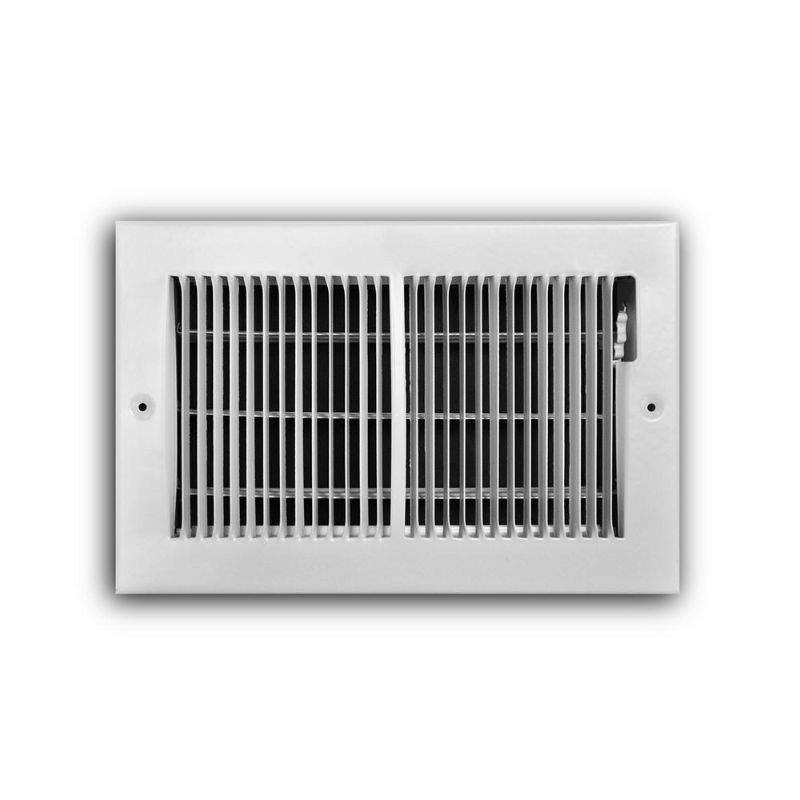 Photo 1 of 10 in. X 6 in. 2-Way Steel Baseboard Register in White
