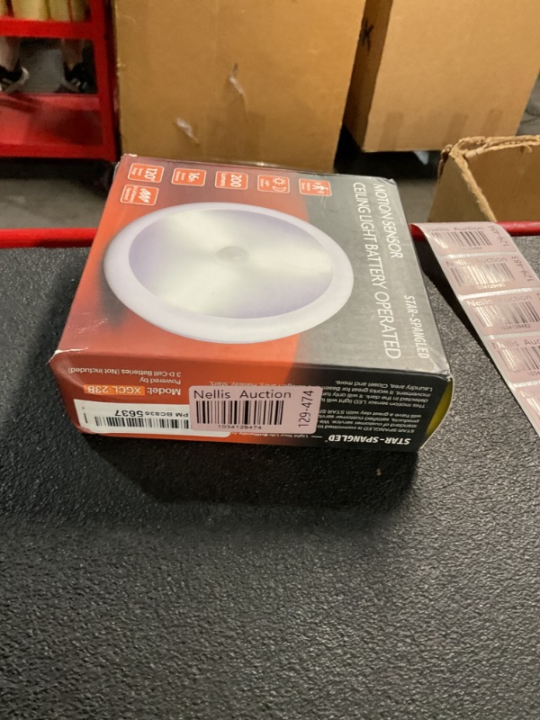 Photo 1 of STAR-SPANGLED 6.3” Motion Sensor Ceiling Light Indoor 3 AA or D-Cell Battery Operated for Hallway, Stairs, Basement, Garage, Laundry Area, Closet, Natural White, AA to D Battery Adapter Included