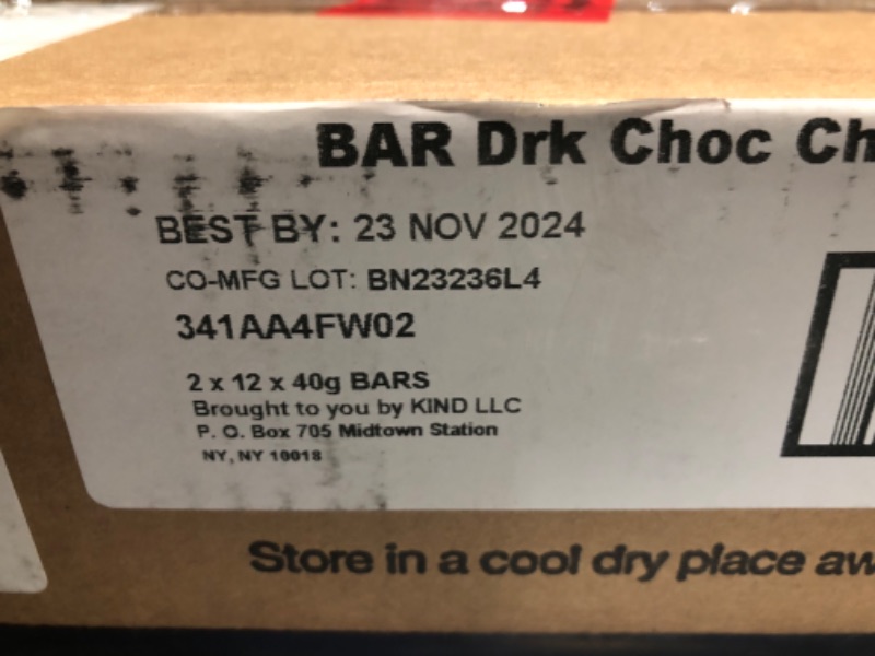 Photo 4 of ***(best by:11/23/24 )NONREFUNDABLE***KIND Nut Bars, Dark Chocolate Cherry Cashew, Healthy Snacks, Good Source of Fiber, Gluten Free, 4g Protein, 24 Count