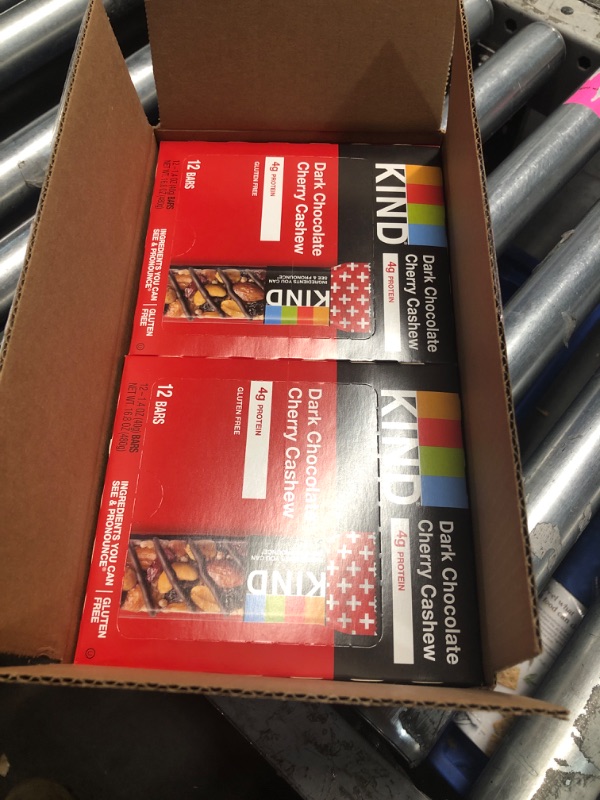 Photo 3 of ***(best by:11/23/24 )NONREFUNDABLE***KIND Nut Bars, Dark Chocolate Cherry Cashew, Healthy Snacks, Good Source of Fiber, Gluten Free, 4g Protein, 24 Count