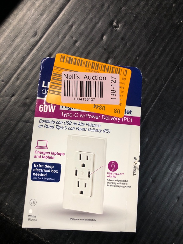 Photo 2 of ***FACTORY SEALED*** Decora 15 Amp Tamper Resistant Duplex Outlet with 60W USB-C Power Delivery Charger, White (1-Pack)