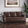 Photo 1 of ***FACTORY SEALED TRUCK OR TRAILER PICK UP ONLY*** Doherty 79.9 in. Flared Arm Faux Leather Sofa in Chestnut Brown