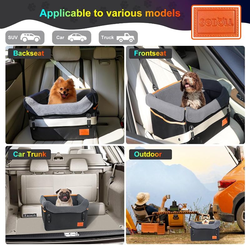 Photo 3 of (SMALL) Dog Car Seat - Dog Bed for Small Dogs Waterproof Booster Seat Clip-on Harness and Thick Memory Foam Padding Pet Travel Bed Small Dog Car Seat Cover for Back Seat Dog Car Seat Bed