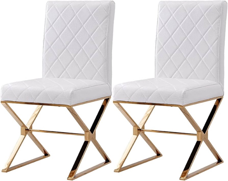 Photo 1 of **** like new****3 BOWZ Dining Chairs Dining Room Chairs High Back Side Chair PU Leather Dining Chair with Metal Legs Upholstered Leisure Chair for Kitchen, Dining, Living, Guest, Bed Room