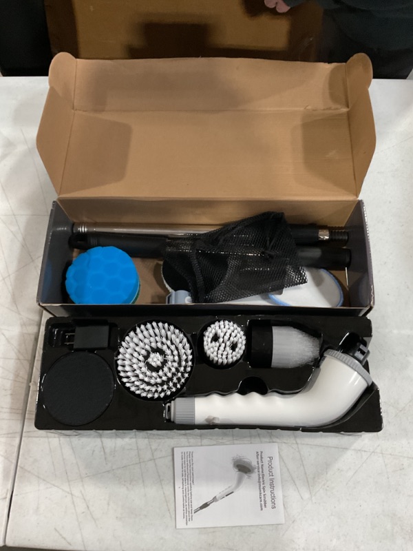 Photo 2 of **FOR PARTS ONLY**(NON REFUNDABLE)
Electric Spin Scrubber Bathroom - Adjustable Handle Cordless Shower Scrubber, 2 Speeds, Bathroom Scrubber with 8 Replaceable Brush Heads, Power Scrubber for Bathtub Cleaning