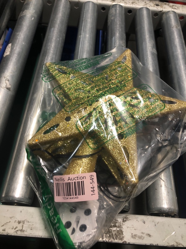 Photo 1 of Wninbu Christmas Tree Topper Star Lighted with 6 Projection Modes,Christmas Star Tree Topper Projector Built-in LED Rotating Lights,3D Glitter Dynamic Projector Party Christmas Decorations (Gold)