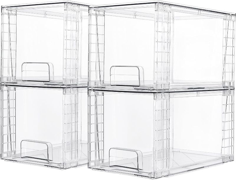 Photo 1 of 
Vtopmart 4 Pack Large Stackable Storage Drawers,Easily Assemble Acrylic Bathroom Closet Undersink Organizers and Storage,Plastic Storage Bins