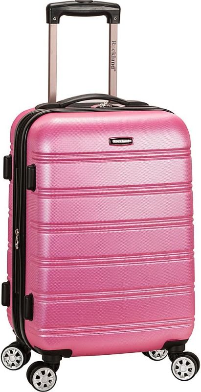 Photo 1 of **MISSING ONE WHEEL ON BIG ONE AND BOTH ARE USED AND A LITTLE DIRTY**
Rockland Melbourne Hardside Expandable Spinner Wheel Luggage, Pink, 2 Piece (20/28)