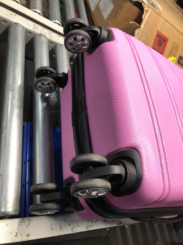 Photo 3 of **MISSING ONE WHEEL ON BIG ONE AND BOTH ARE USED AND A LITTLE DIRTY**
Rockland Melbourne Hardside Expandable Spinner Wheel Luggage, Pink, 2 Piece (20/28)