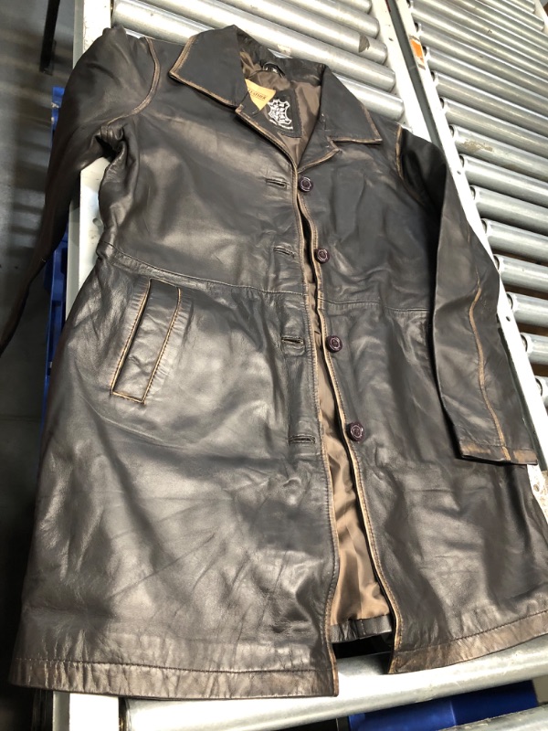 Photo 1 of (GOOD/FAIR) Decrum Womens Leather Coat - Real Lambskin Casual Carcoat Style Leather Jackets For Women BROWN RUBOFF COLOR SIZE XL