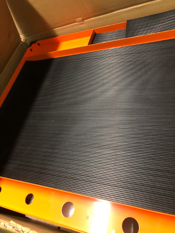 Photo 1 of Eisen Mechanics Rolling Work Table, Adjustable Mobile Tray Table for Shop, Garage, DIY. Tool Tray Cable With Wheels. 220 lb. Capacity, orange