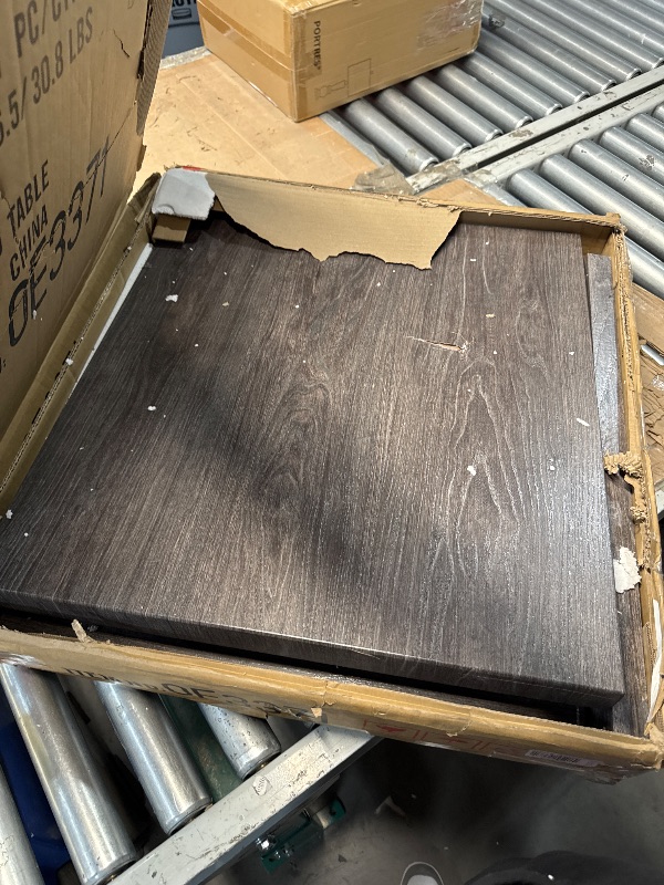 Photo 1 of (DAMAGE ON TOP) (PARTS) Roundhill Furniture Athens Contemporary Replicated Wood Shelf End Table in Charcoal Finish
