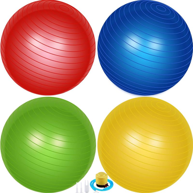 Photo 1 of 
Leyndo 4 Pcs Yoga Ball Bulk Exercise Ball Pilates Ball Anti Burst Pregnancy Birthing Ball Fitness Ball with Quick Pump for Improved Posture,