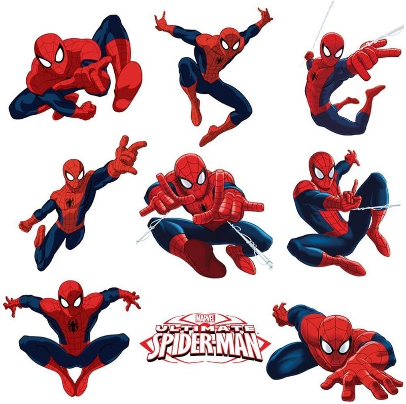 Photo 1 of 
Spiderman Sticker Pack for Kids Room Wall Decor | Peel and Stick Wall Decal for Ultimate Spider-man Party Decoration by Dekosh