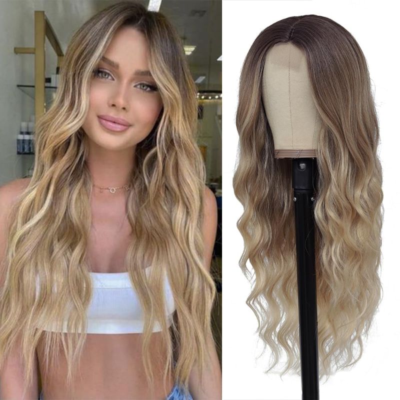 Photo 1 of 
HMHIFI Long Ombre Blonde Wigs for Women 26 inch Long Wavy Middle Part Wig Ombre Blonde Wigs Upgraded Protein Fiber Hair Replacement Wig