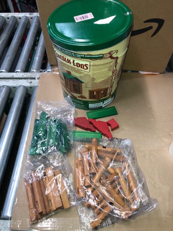 Photo 2 of **FOR PARTS ONLY**(MISSING MOST LOGS)
Lincoln Logs 100th Anniversary Tin