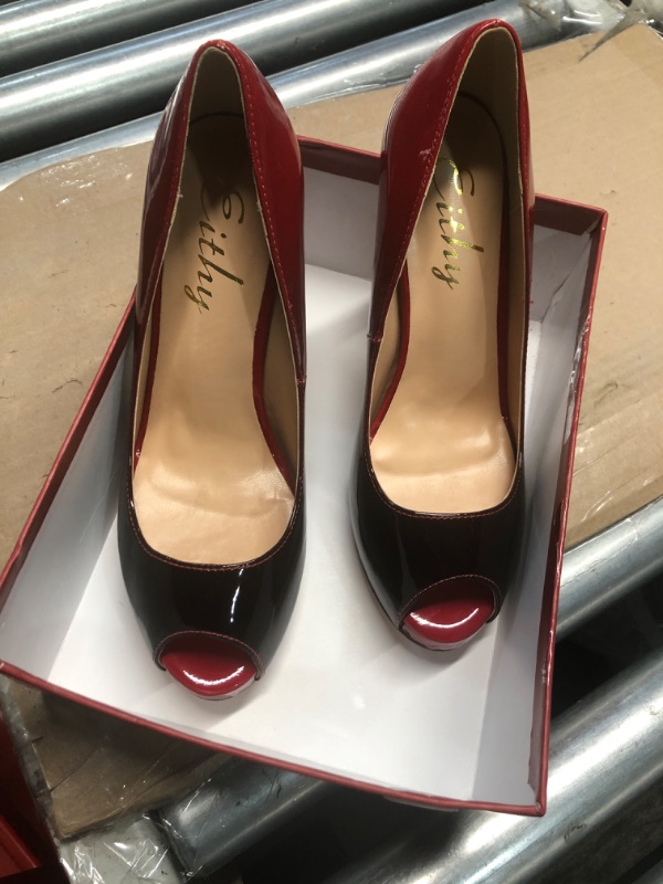Photo 1 of Eithy Women's Thin High Heels Pumps Platforms Shoes for Party Daily Wears Red Black 8.5 US