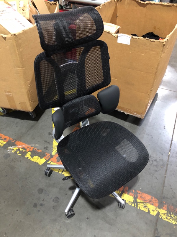 Photo 1 of (PARTIAL SET) (MISSING ARMS, BACK-REST-LOCKING DAMAGE) Hbada E3 Pro Ergonomic Office Chair, Big and Tall Office Chair - with 3-Zone Dynamic Lumbar Support, 4D Adjustable Headrest, 6D Adjustable Armrests, Swivel, Black
