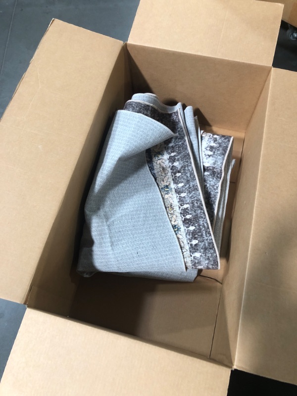 Photo 1 of (USED/FAIR) (NO BOX OR BAG) Andency Large 9x12 Washable Area Rug for Living Room Bedroom, Vintage Boho Dark Brown/Charcoal Foldable Floral Carpet, Stain Resistant Non-Slip Printed Distressed Decor Rug for Dining Room