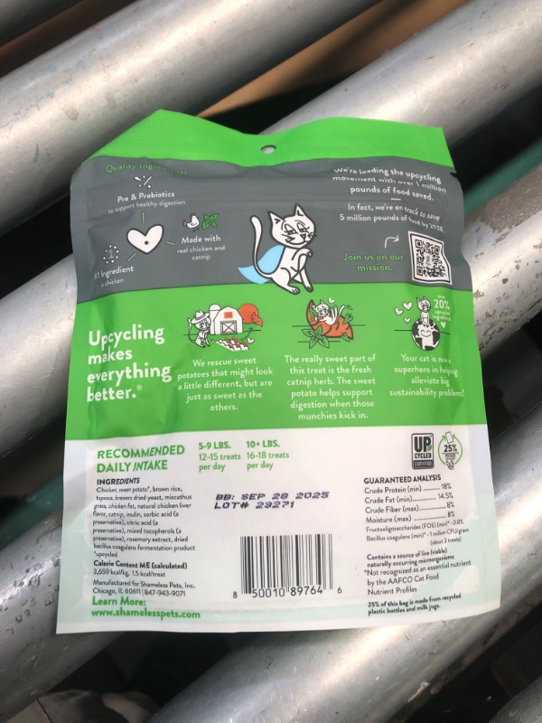 Photo 1 of ***BB: Sep 28, 2025***
Shameless Pets Digestive Health Catnip Chicken Crunchy Cat Treats