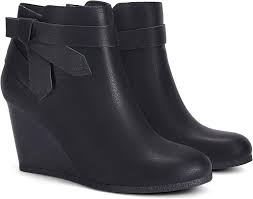 Photo 1 of * NEW* Coutgo Womens Wedge Booties Fall Ankle Boots Tie Knot Stacked Heeled Side Zipper Winter Dress Shoes SIZE 8.5
