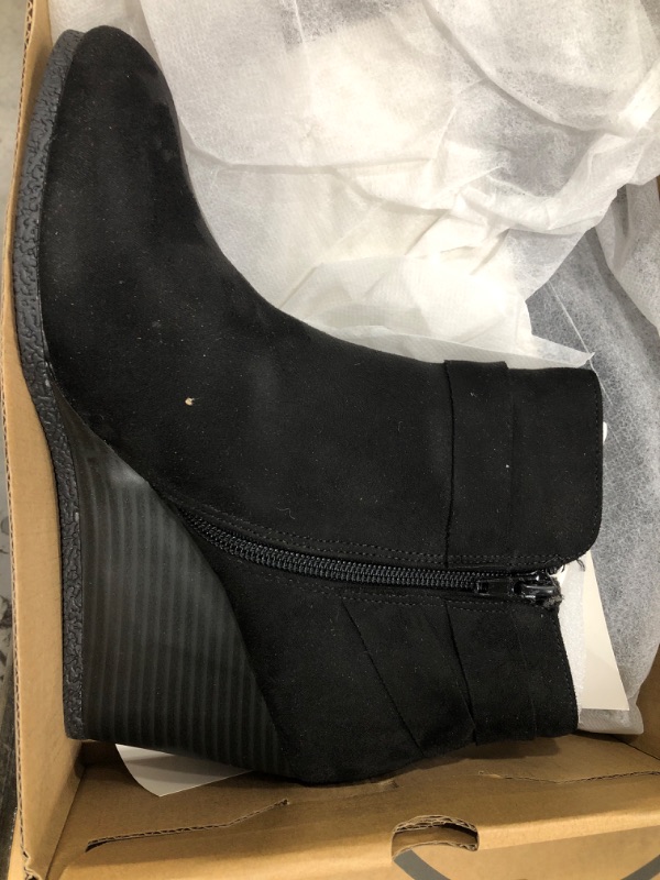 Photo 2 of * NEW* Coutgo Womens Wedge Booties Fall Ankle Boots Tie Knot Stacked Heeled Side Zipper Winter Dress Shoes SIZE 8.5
