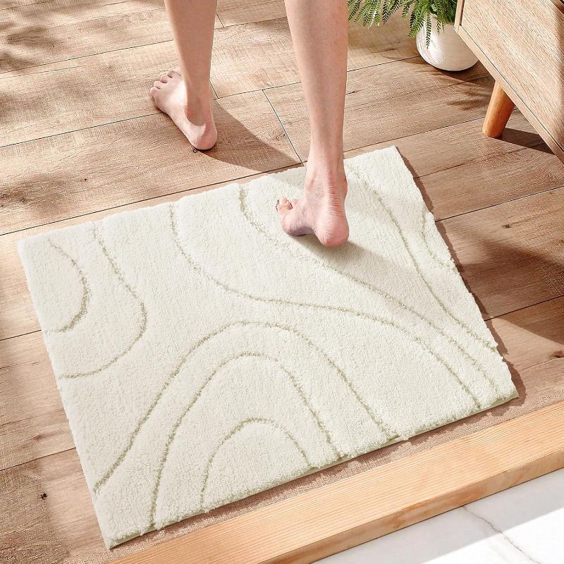 Photo 1 of (STOCK PHOTO REFRENCE ONLY) DEXDE Bathroom Rugs Runner 18x24 Inch, Extra Long and Non-Slip, Machine Washable, Cream White Soft Carpets for Shower