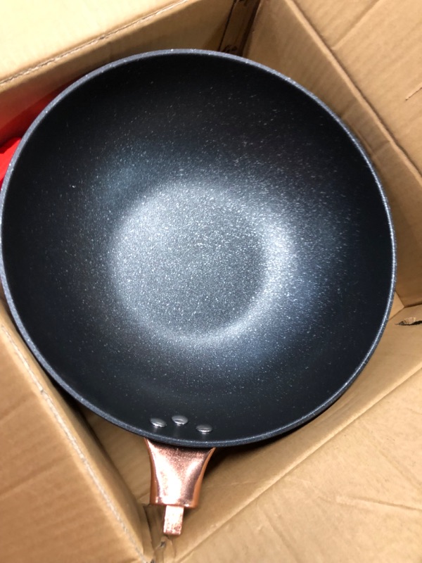 Photo 1 of ***MISSING HARDWARE***

Nonstick Frying Pan Skillet with Lid, 12 Inch Large Deep Frying Pan, 5 Qt Non Stick Saute Pan with Cover, Induction Pan, Healthy Non Toxic Cooking Pan with Helper Handle, PFOA PFOS Free//  SIMELER TO A WOKE 
