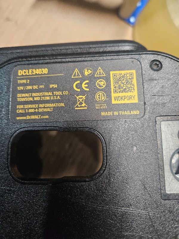 Photo 3 of **MISSING PARTS UNABLE TO TEST**READ NOTES**
DEWALT 20V/12V MAX Laser Level, 3 x 360, Green, Bare Tool Only (DCLE34030GB)