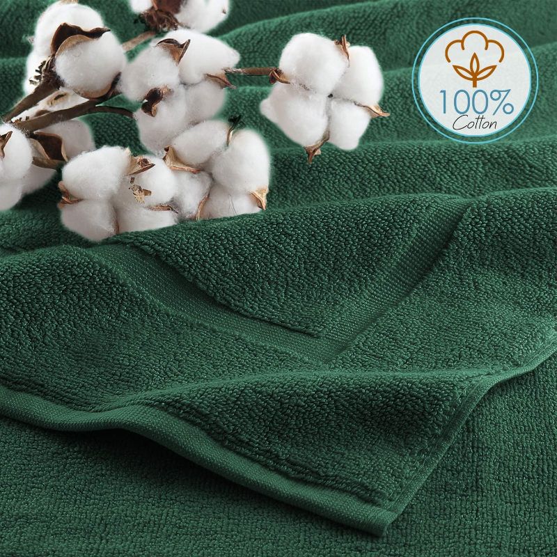 Photo 1 of (FAIR) Hearth & Harbor Bath Mat Towels - 100% Ring Spun Cotton Luxury Bath Mat Floor Towels - Ultra Soft & Highly Absorbent Bath Towels Set of 4 - Hunter Green