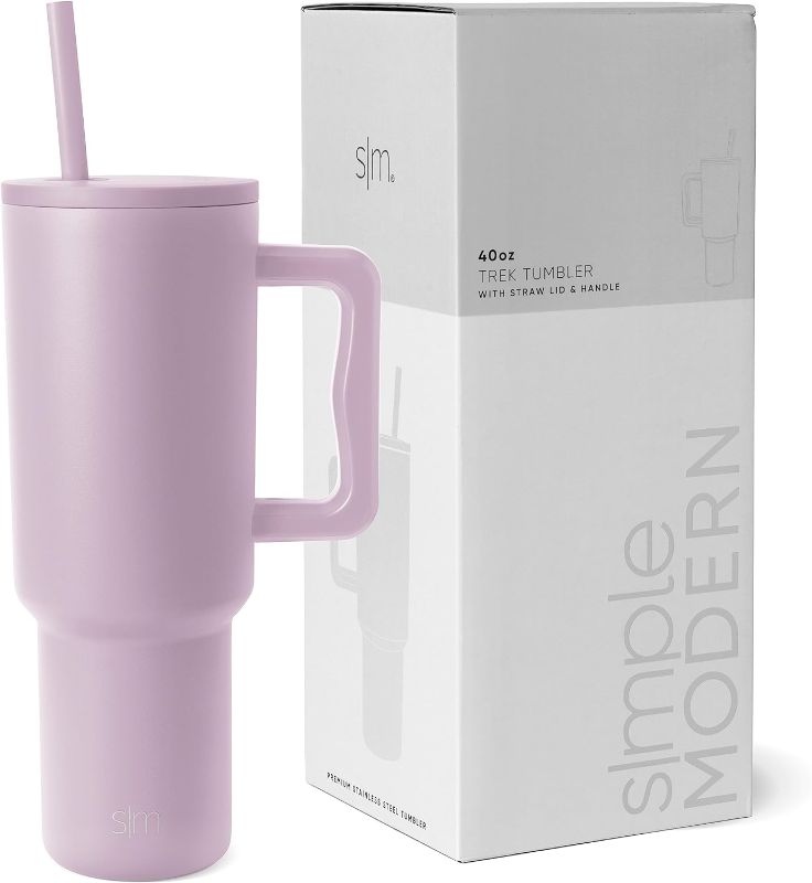 Photo 1 of ***NO STRAW ****

40 oz Tumbler with Handle and Straw Lid | Insulated Cup Reusable Stainless Steel Water Bottle Travel Mug Cupholder Use | Gifts for Women Men Him Her | Trek Collection | Lavender Mist