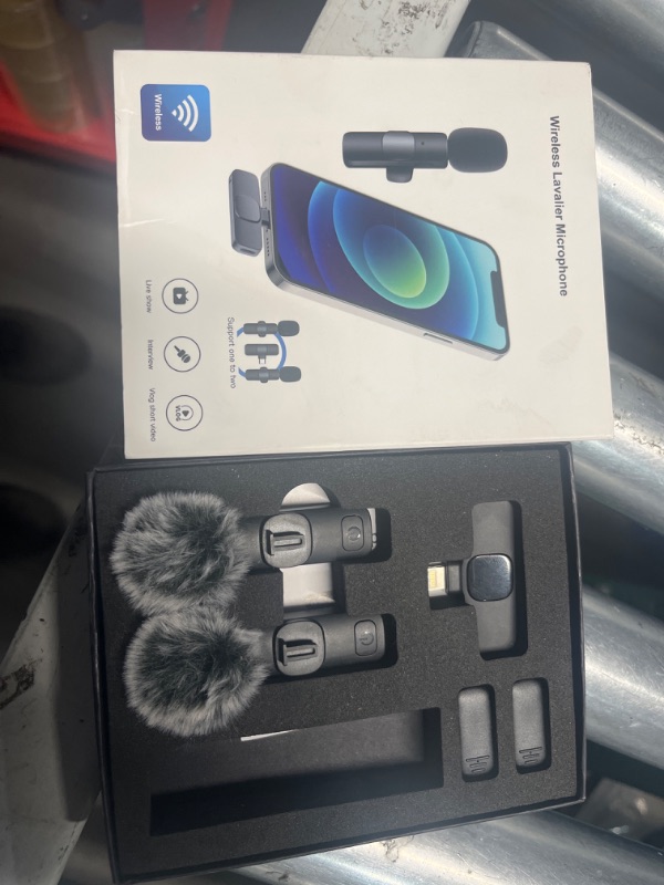 Photo 1 of ***similar to stock photo****Wireless Lavalier Microphone, 2pcs Wireless Microphone for iPhone, Lapel Microphone Wireless with Charging Case, Phone Microphone for Video Recording Vlogging, YouTube, Interview