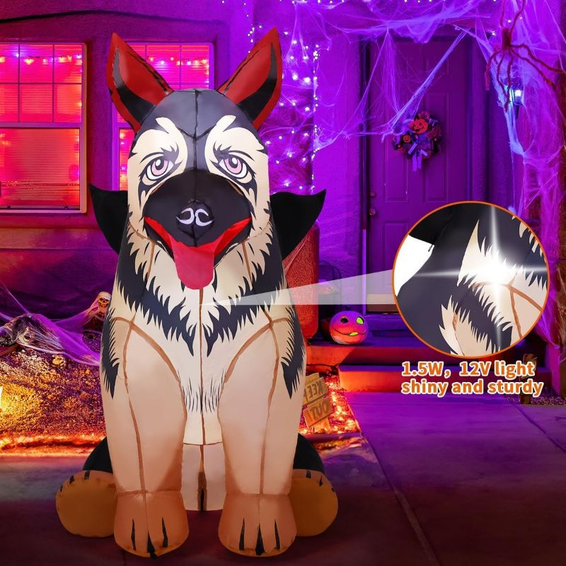 Photo 2 of ***STOCK PHOTO REFERENCE ONLY***COMIN 4 FT Inflatables German Shepherd Dog with Bat Wing Outdoor Blow Up Decorations with Built-in LEDs for Thanksgiving Christmas Halloween Yard Indoor Party Garden Lawn