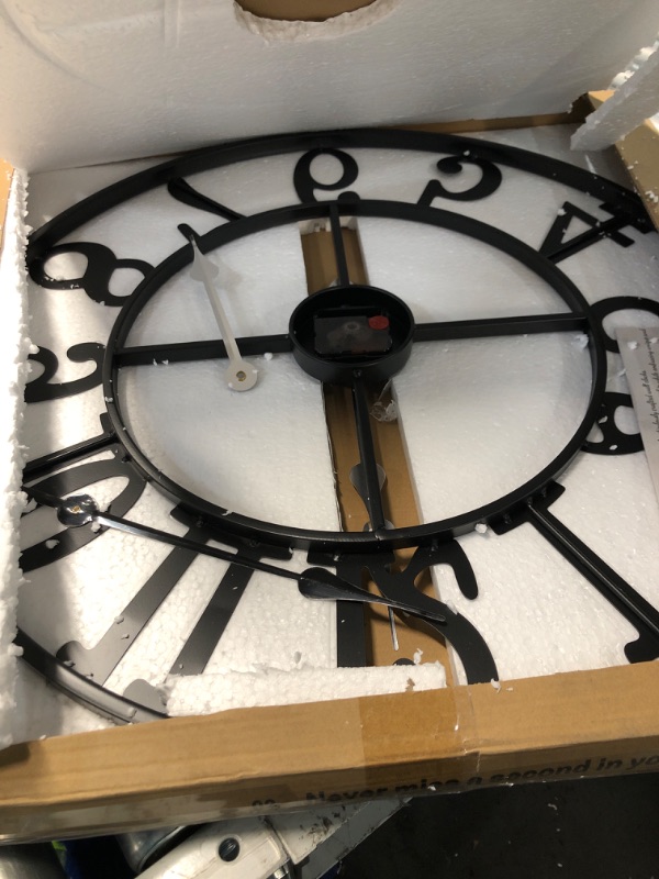 Photo 4 of ***DAMAGED - ARMS BENT AND MISSING***
LEIKE Large Wall Clock, Silent Non-Ticking, Battery Operated 24-Inch Metal Clock, Oversized, Decorative Retro Clock for Farmhouse, Dinner and Living Room, Indoor, Outdoor(60cm, Black Arabic Number)