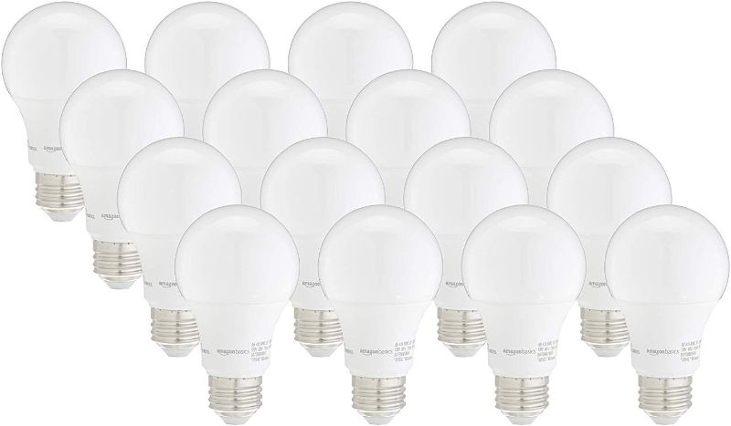 Photo 1 of  A19 LED Light Bulbs, 60 Watt Equivalent, Energy Efficient 9W, E26 Standard Base, Soft White 2700K, Dimmable, 10,000 Hour Lifetime , 16-Pack