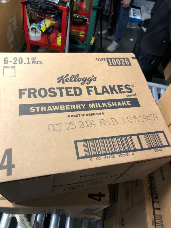 Photo 2 of **NON-REFUNDABLE** (OCT 25 24) Kellogg's Frosted Flakes Breakfast Cereal, Kids Cereal, Family Breakfast, Family Size, Strawberry Milkshake (6 Boxes)