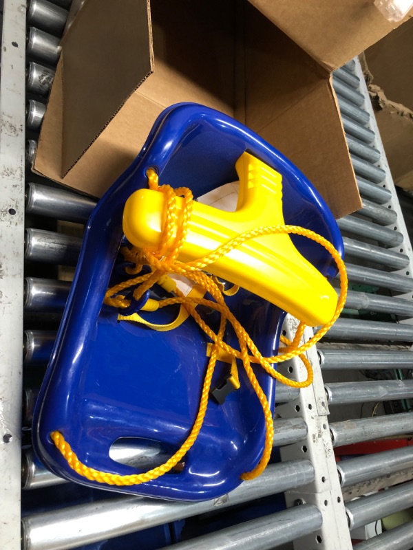 Photo 1 of ***USED - LIKELY MISSING PARTS - UNABLE TO VERIFY FUNCTIONALITY***
Gorilla Playsets 04-0032-B High Back Plastic Infant Swing with Yellow T bar & Rope, Blue with Yellow