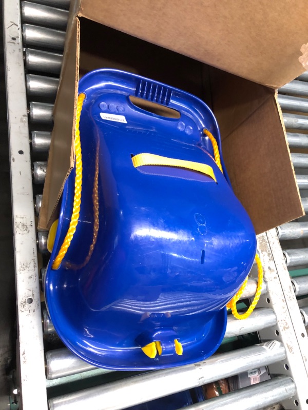 Photo 4 of ***USED - LIKELY MISSING PARTS - UNABLE TO VERIFY FUNCTIONALITY***
Gorilla Playsets 04-0032-B High Back Plastic Infant Swing with Yellow T bar & Rope, Blue with Yellow