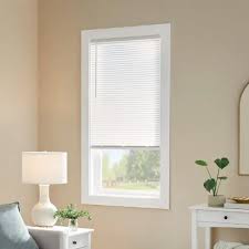 Photo 1 of *** 2 PACK***Pre-Cut 30 in. W x 64 in. L Cordless Light Filtering White Vinyl Mini Blind with 1 in. Slats