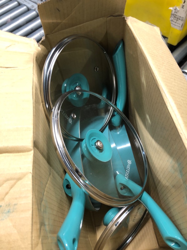 Photo 2 of ***MISSING UNTENSILS***

M MELENTA Pots and Pans Set Nonstick, 11pcs Kitchen Cookware Sets Induction Cookware, Ceramic Non Stick Cooking Set, Stay Cool Handle & Bamboo Kitchen Utensils, 100% PFOA Free, Turquoise